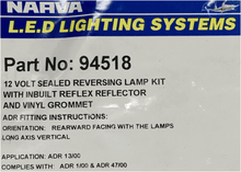 Narva 12 Volt Sealed Reverse Lamp, Grommet & Plug label